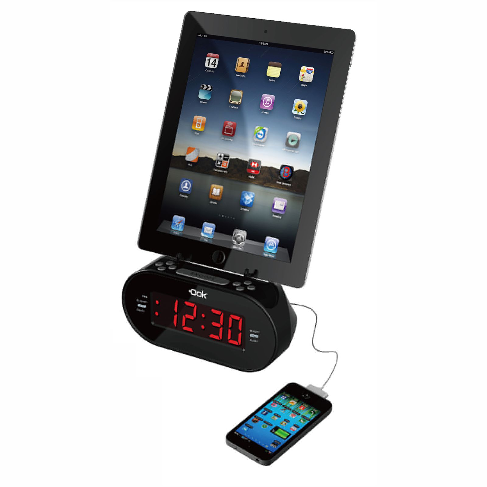 CR09 - Universal Dual Charger with Alarm Clock And Cradle CR09 - Universal Dual Charger with Alarm Clock And Cradle
